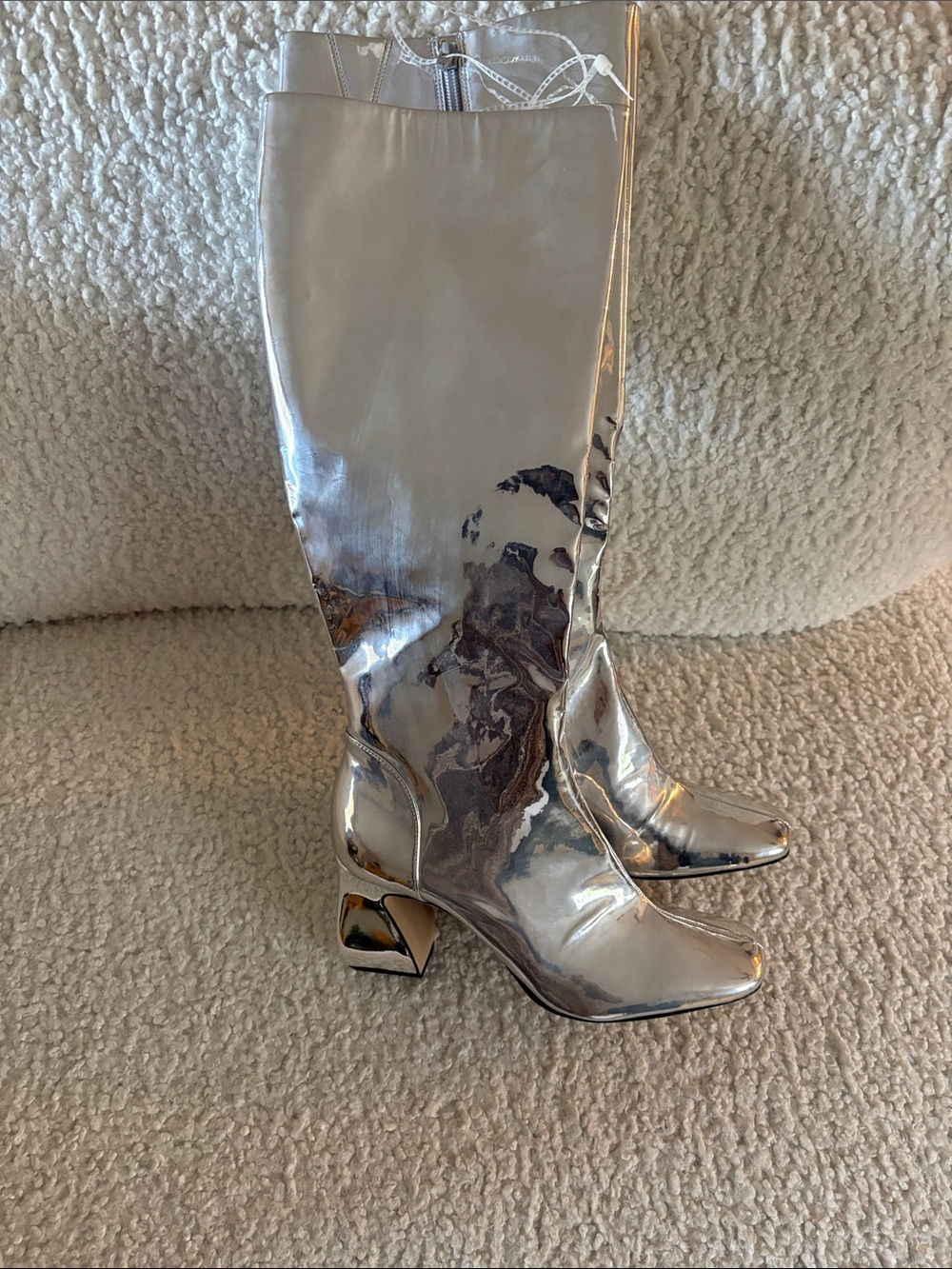 Women's Silver Metallic Knee-High Boots